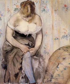 Woman fastening her garter Eduard Manet Oil Paintings